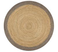 vidaXL Tapis Fait à la Main Jute avec Bord Moquette Carpette Plancher Coussin de Sol Salon Chambre à Coucher Intérieur Salle de Séjour Maison Gris 90 cm