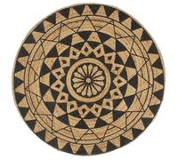 vidaXL Tapis fait à la main en jute imprimé noir – rond 120 cm intérieur