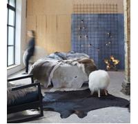 vidaXL Tapis Peau de vache véritable Noir 150 x 170 cm Rectangulaire