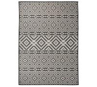 Vidaxl Tapis À Tissage Plat D'extérieur 120x170 Cm Rayures Noires