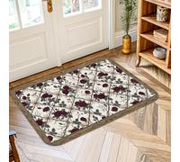 Tapis vintage motif treillis floral roses 0,6 x 0,9 m