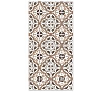 Panorama Tapis Vinyle - Modèle Carreaux Ciments Fleur Brun 80x150 cm - Différentes Tailles - Deco Maison, Cuisine, Chambre et Exterieur