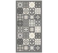Tapis Vinyle Panorama Carreaux Ciments Gris 60x250 cm - Tapis pour Cuisine, Bureau et Salon en PVC