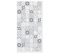 Tapis Vinyle - Panorama - Carreaux Ciments - Gris et Bleu - 60x110 cm - Résistant et Économique