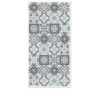 Tapis Vinyle Panorama Carreaux Ciments Triana Gris et bleu 300x200 cm - Tapis pour Cuisine, Bureau et Salon en PVC