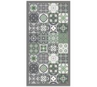 Tapis Vinyle Panorama Carreaux Ciments Vert 60x110 cm - Tapis pour Cuisine, Bureau et Salon en PVC