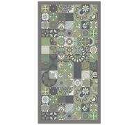 Tapis Vinyle Panorama Carreaux de Ciments Cuisine Vert 60x110 cm - Tapis pour Cuisine, Bureau et Salon en PVC