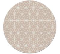 Tapis Vinyle Panorama Ronde Lignes d'Étoiles Roses 100x100 cm - Tapis pour Cuisine, Bureau et Salon en PVC