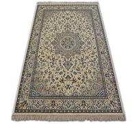 Tapis WINDSOR 22915 ROSETTE JACQUARD ivoire/bleu 60x100 cm