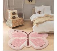 Tapis - XVX - Baby Butterfly - Rose - Coton - Antidérapant-60*60cm