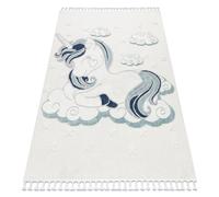 Tapis YOYO GD49 blanc / gris - Licorne en peluche pour enfants structurelles et sensorielles Franges 120x170 cm