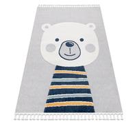 Tapis YOYO GD50 gris/blanc - Ours en peluche pour enfants structurelles et sensorielles Franges 200x290 cm