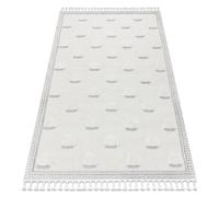 Tapis YOYO GD62 blanc / gris - Nuages en peluche pour enfants structurelles et sensorielles Franges 120x170 cm