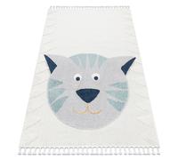 Tapis YOYO GD80 blanc / gris - Tigre en peluche pour enfants structurelles et sensorielles Franges 160x220 cm