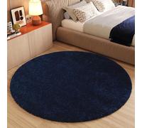 TAPISO Essence Rond Tapis Shaggy Poils Longs Moderne Bleu Marine Uni Tapis Salon Chambre Adulte Enfant Descente de Lit Moelleux Super Soft Epais Oeko-TEX 120 x 120 cm
