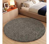 TAPISO Essence Rond Tapis Shaggy Poils Longs Moderne Gris Marron Taupe Moucheté Tapis Salon Chambre Adulte Enfant Descente de Lit Moelleux Super Soft Epais Oeko-TEX 100 x 100 cm