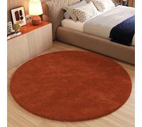 TAPISO Essence Rond Tapis Shaggy Poils Longs Moderne Rouge Brique Uni Tapis Salon Chambre Adulte Enfant Descente de Lit Moelleux Super Soft Epais Oeko-TEX 160 x 160 cm
