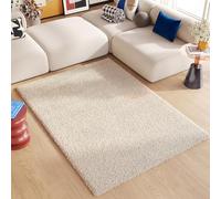 TAPISO Essence Tapis Shaggy Poils Longs Moderne Beige Uni Tapis Salon Chambre Adulte Enfant Descente de Lit Moelleux Super Soft Epais Oeko-TEX 140 x 200 cm