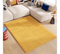 TAPISO Essence Tapis Shaggy Poils Longs Moderne Moutarde Jaune Uni Tapis Salon Chambre Adulte Enfant Descente de Lit Moelleux Super Soft Epais Oeko-TEX 140 x 200 cm