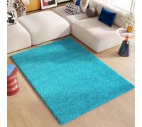 TAPISO Essence Tapis Shaggy Poils Longs Moderne Turquoise Uni Tapis Salon Chambre Adulte Enfant Descente de Lit Moelleux Super Soft Epais Oeko-TEX 140 x 200 cm