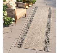 TAPISO Melissa Tapis Couloir Long au Mètre Intérieur Extérieur Tapis de Passage Poils Ras Sisal Tapis Entrée Cuisine Terrasse Balcon Moderne Noir Beige Bordé Oeko-TEX 80 x 300 cm
