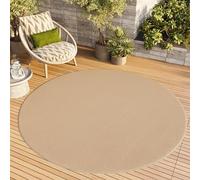 TAPISO Mono Rond Tapis Poil Court Intérieur Design Moderne Beige Motif Uni Tapis Salon Chambre Adulte Salle à Manger Cuisine Résistant Extérieur Oeko-TEX 120 x 120 cm