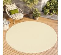 TAPISO Mono Rond Tapis Poil Court Intérieur Design Moderne Crème Motif Uni Tapis Salon Chambre Adulte Salle à Manger Cuisine Résistant Extérieur Oeko-TEX 240 x 240 cm