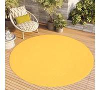 TAPISO Mono Rond Tapis Poil Court Intérieur Design Moderne Jaune Motif Uni Tapis Salon Chambre Adulte Salle à Manger Cuisine Résistant Extérieur Oeko-TEX 120 x 120 cm