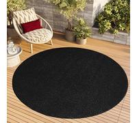 TAPISO Mono Rond Tapis Poil Court Intérieur Design Moderne Noir Motif Uni Tapis Salon Chambre Adulte Salle à Manger Cuisine Résistant Extérieur Oeko-TEX 120 x 120 cm