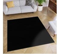 TAPISO Tapis Carré Salon Chambre MONO Noir Design Uni Résistant Intérieur Extérieur 160x160 cm