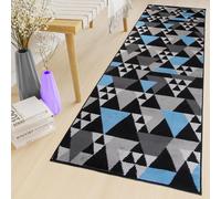 Tapiso Tapis MAYA Moderne Gris Bleu Salon ÖKO-TEX 80 x 420