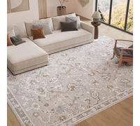 TAPISO Trend Tapis à Poil Court - Élégant Tapis de Salon en Crème Beige avec Brun et Gris - Motif Floral, Encadrement - Tapis Facile d’Entretien - Oeko-TEX 80 x 150 cm