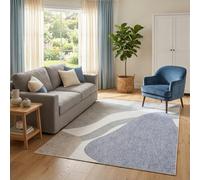 TAPISO Wisp Tapis de Salon Moderne - Motif Abstrait et Forme Originale Gris Bleu Poils Courts Doux et Résistant Facile à Nettoyer Résistant aux Taches 250 x 350 cm