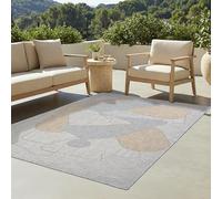 TAPISO Yucana Tapis d'Extérieur Tissage Plat Robuste Résistant aux Rayons UV Imperméable Tapis Intérieur & Extérieur Balcon Terrasse Jardin Gris Gris Foncé Motifs Abstraits Moderne 160 x 230 cm