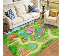 Tapiss 60 x 110 cm, Tapis Antidérapants Citrouille Château Carrosse Princesse Runner Courts pour Bureau Salle de Bain Salle à Manger, Monde Féerique Vert Chambre Descente De Lit Carpet