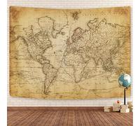 Tapisserie ancienne carte du monde, distribution géographique vintage, tenture murale, Atlas historique marron, affiche éducative pour mur, salle de hambre à coucher, salon, bureau 152,4 x