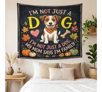 Tapisserie d'automne avec citation de Jack Russell Terrier Dog Mom 152,4 x | Citation de maman de chien, tenture murale en tissu, thème récolte, décoration murale saisonnière, cadeau de propriétaire