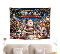 Tapisserie de Noël 190 x 120 cm, décor hiver, Père Noël, bonhomme de neige | Bannière Toile de de Noël pour zone de fête appartement chambre dortoir réunion familiale événement