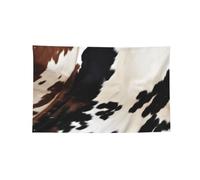 Tapisserie décorative en polyester à 4 œillets - 1,2 x 1,8 m | Drapeaux extérieurs imprimés en peau de vache pour fond de maison de mur extérieur