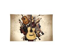 Tapisserie décorative en polyester à 4 œillets - 61 x 91 cm | Drapeau extérieur imprimé guitare musique pour mur extérieur porte maison fond