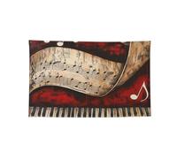 Tapisserie décorative en polyester à 4 œillets - 61 x 91 cm | Drapeau extérieur imprimé note de musique piano pour mur extérieur porte maison fond