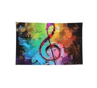 Tapisserie décorative en polyester à 4 œillets - 61 x 91 cm | Notes de musique colorées imprimées drapeaux extérieurs pour mur extérieur porte maison fond