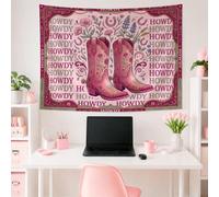 Tapisserie motif bottes de cowboy, fleurs bohémiennes du sud-ouest, texte sans pêche, petite tapisserie pour dortoir, chambre à coucher, appartement, tenture murale, 101,6 x 76,2 cm
