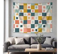 Tapisserie Murale Abstrait Grille Moderne Blocs Tenture Murale | Multicolore Tapisseries Decoration pour Maison Salon Chambre Dortoir 100x75 cm