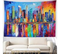 Tapisserie Murale Décorative New York 180x235 cm Tenture Graffiti Tissu, Grande Décoration Murale Panoramique pour Chambre et Salon