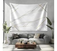 Tapisserie Murales 200x150cm Tapisserie Psychédélique, Marbre Blanc Tapisserie Tenture Murale Tissu Décor Art Rectangulaire Imprimer Tissu Pour Salon, Lignes D'Or Chambre Tenture Murale