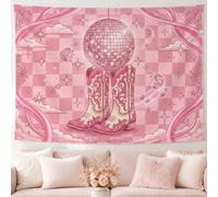 Tapisserie rétro ludique motif bottes de cow-boy, boule disco avec nuages, pêche, tapisserie surdimensionnée pour salon, dortoir, décoration murale, 228,6 x 178,8 cm
