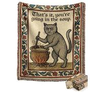 Tapisserie Tissée avec Des Animaux Médiévaux Bizarres, Chat Vintage, Chien, Vache Des Highlands, Grenouille, Décoration Murale à Suspendre, Douce et Confortable, Couverture de Canapé Florale