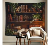 Tapisserie vintage d'étagère à suspendre - Plantes vertes - Esthétique confortable pour salon, bibliothèque, art mural décoratif - Décoration d'intérieur inspirée de la nature - 203 x 152 cm