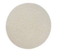 TapisTrend Tapis Design Crème 80 cm Rond Jute Moderne Effet tressé à Motif Ovale concentrique pour Salon Chambre et Salle à Manger
